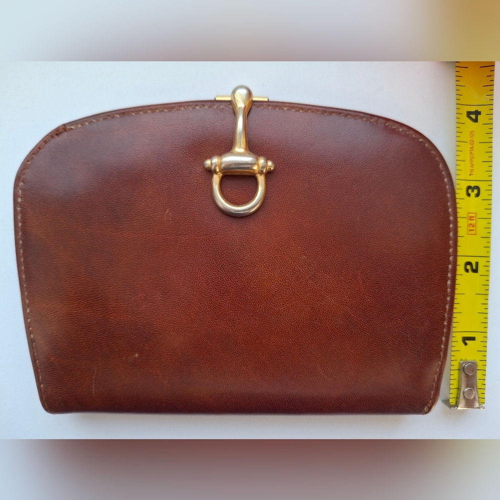 Vintage Smooth Italian Leather Equestrian Wallet in Brown, Bit Bridle Closure - Picture 10 of 11